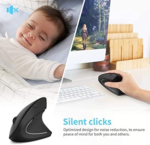 Ergonomic Mouse, 2.4G Optical Wireless Vertical Mouse with 6 Buttons - 3 Adjustable DPI 800/1200/1600 for Laptop, PC, Computer, Desktop, Notebook etc, Specially for Right-handers - Image 5
