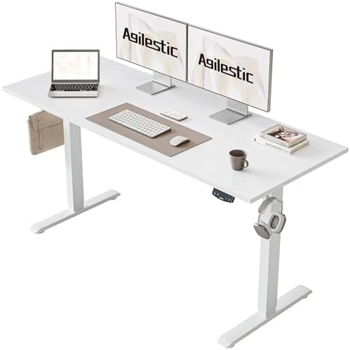 Agilestic 55 * 24 Inch Height Adjustable Electric Standing Desk, White by Agilestic