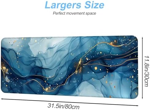 Marble Mouse Pad XXL – Large Blue Gold Marble Texture Desk Mat, Extended Non-Slip Mousepad for Office, Home, Workstation, Elegant Aesthetic Decor,31.5 x 11.8 in - Image 2