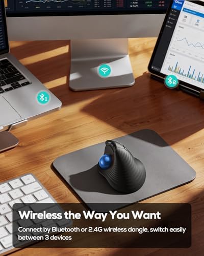 Nulea Wireless Ergonomic Vertical Trackball Mouse Thumb Control - Image 6
