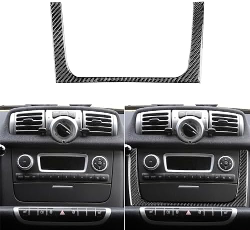 Real Black Carbon Fiber Car Central Console Radio CD Player Control Panel Surround U Frame Trim Sticker Compatible with Benz Smart Fortwo 2011 2012 2013 2014 2015 Auto Interior Accessories 1pc - Image 2