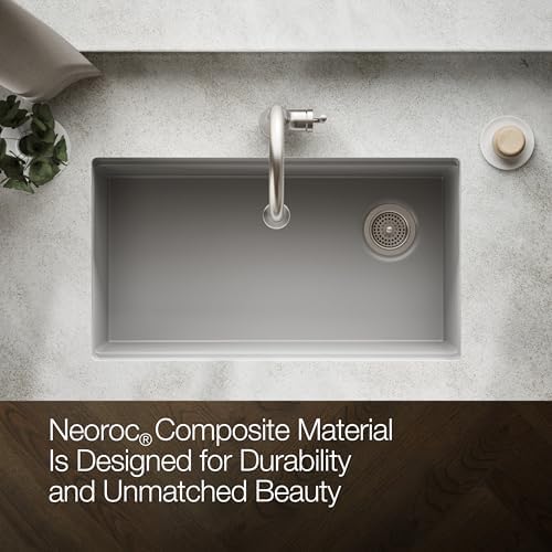 KOHLER Billings™ 32-1/2" Undermount Kitchen Sink, Single-Bowl Sink, Neoroc, K-33710-CM4, Matte Grey - Image 4