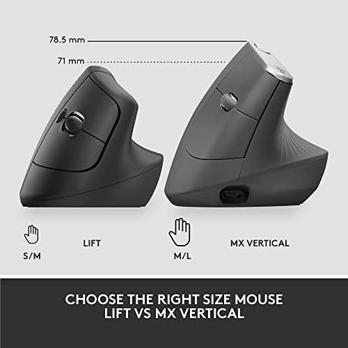 Logitech Lift for Business Vertical Ergonomic Wireless Mouse - Graphite - Image 6