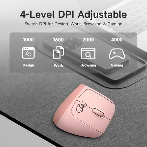 SANWA Wireless Ergonomic Mouse for Large Hands with Wrist Rest, Pink - Image 5