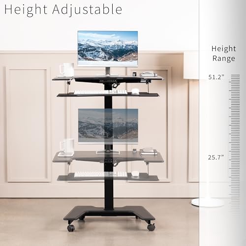 VIVO Black Electric 36 in Dual Platform Standing Desk Cart, DESK-V111VT - Image 5