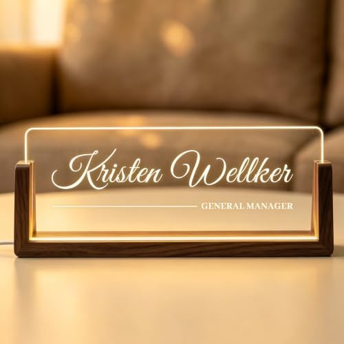 Illuminated Name Plate for Office Desk, Glowing Acrylic Desktop Plaque with Customized Text, Personalized Gifts for Teachers, Colleagues, Premium Employee Appreciation Gifts, Stylish Office Decorations for Men Women by Unknown