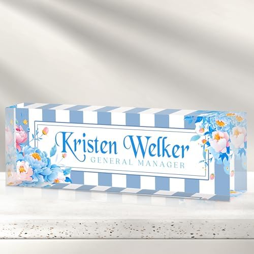 Custom Office Name Plate for Desk - Desk Name Plate Personalized Gifts for Coworkers, Boss, Employees, Teacher, Nurse - Office Desk Decor for Women Men - Employee Appreciation Gifts (Blue White) by Cryphart-CustomGiftExpert
