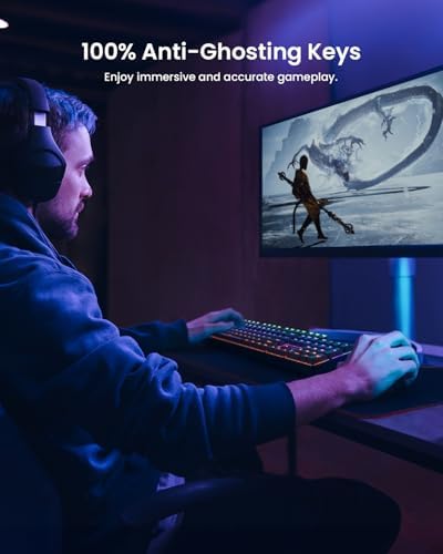RGB Mechanical Gaming Keyboard Blue Switch, 104 Keys Full-Size Light Up Key-board with 11 Backlit Modes, Anti-Ghosting, Double-Shot ABS Keycaps, USB Wired Computer Key board for Windows PC Gamer - Image 6