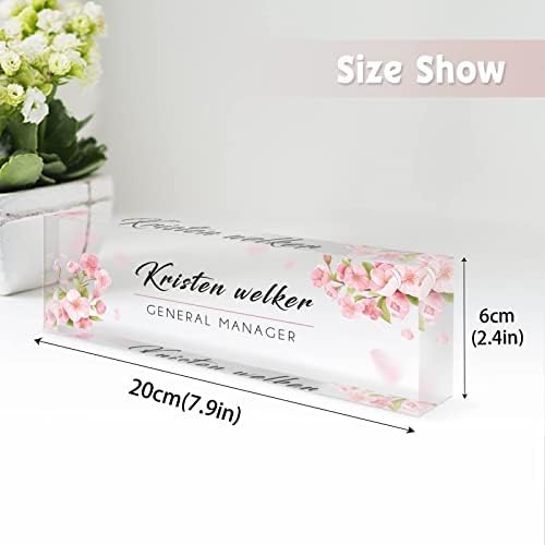 Personalized Office Name Plate for Desk, Custom Employee Appreciation Gifts, Acrylic Desk Name Plate Funny, Desk Decorations Gift, Acrylic Desk Ornaments… (Pink Orchids) - Image 4