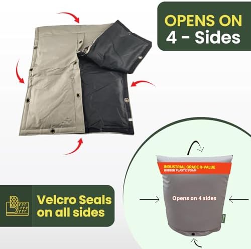 The Original Pipe Insulation Cover (5˚F) Winter Pipe Insulation (UV-Coated),Pump Cover, Sprinkler Irrigation Valve Cover, Backflow Preventer Freeze Protection (17W X 24H 4-Way) - Image 2