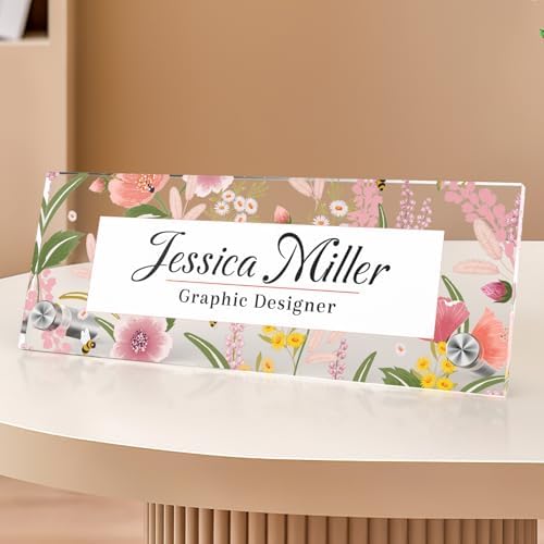 Personalized Acrylic Office Desk Name Plate with Standoff Barrels by nyareka