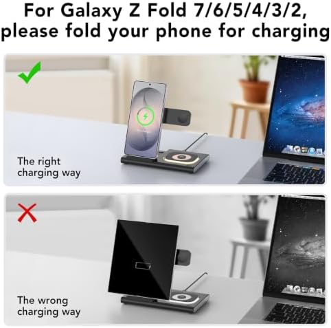 Wireless Charger for Samsung Charging Station, Foldable & Nightlight - Image 6