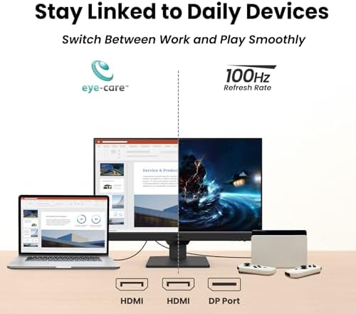 BenQ GW2490 24" Computer Monitor 100Hz FHD 1920x1080p IPS Eye-Care Tech VESA Mount Thin Bezel Low Blue Light Adaptive Brightness Wall Mount Built-in Speakers DisplayPort HDMI Port2 - Image 3