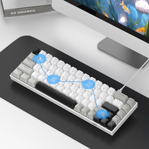 MageGee Portable 60% Mechanical Gaming Keyboard, MK-Box LED White Backlit Compact 68 Keys Mini Wired Office Keyboard with Red Switch for Windows Laptop PC Mac - Grey - Image 5