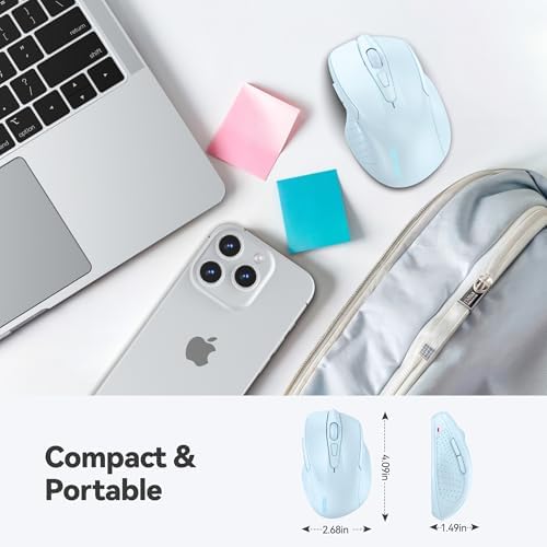 TECKNET Wireless Mouse, 2.4G Ergonomic Computer Mouse, 2600 DPI, Lightblue - Image 2