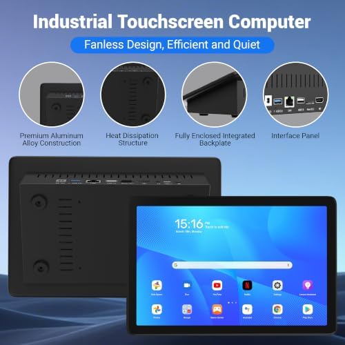 Fanless All-in-One Touchscreen Mini Computer RK3399, Industrial Mini PC 10.1 Inch Rugged Android 12, 4GB RAM, 64GB ROM, 1280 * 800 IPS - Image 7