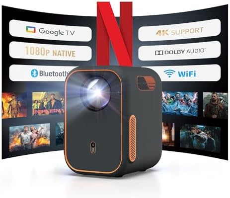 WEMAX Google TV Smart Projector, Licensed Netflix, 4K Support, 1080P FHD by WEMAX