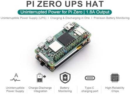 UPS HAT for Raspberry Pi Zero, Uninterruptible Power Supply Module, Plug-and-Play Ba-ttery Backup Board, Real-Time INA219 Ba-ttery Monitor, Supports 3.7 V Lithium Ba-ttery, Power Management Expansion - Image 5