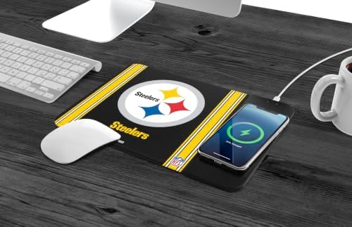 SOAR NFL Official Established Primary Logo Wordmark Home Office Wireless Charging Mouse Pad Mat 11.8" x 8.6" (Pittsburgh Steelers) - Image 2