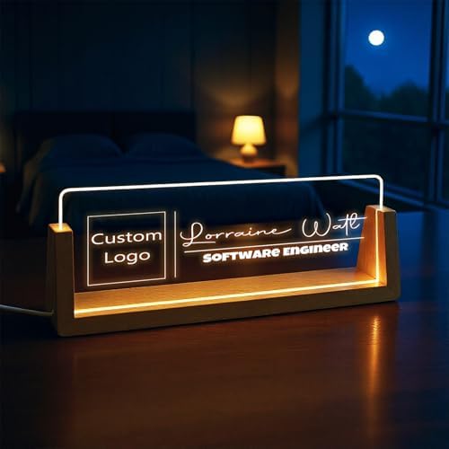 Custom Desk Name Plate,Light Up Acrylic Office Sign, Personalized Gift for Boss Coworker Teacher, Employee Appreciation Award, Home Office Decor - Image 6