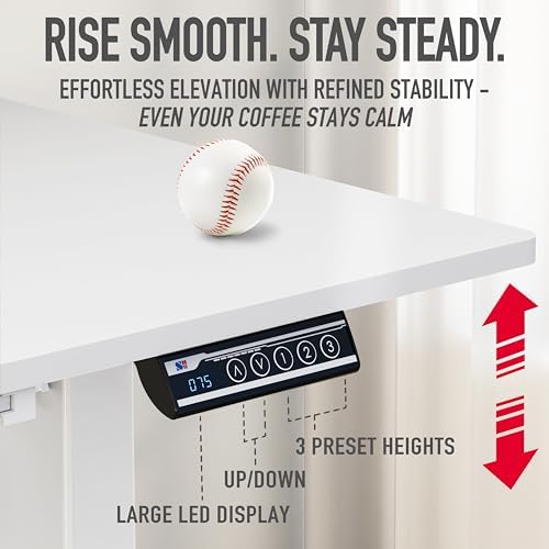 SHW 55 x 28 Electric Height Adjustable Standing Desk w/Drawer, White - Image 7