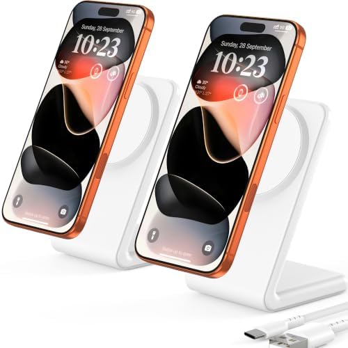 2Pack for MagSafe Charger- Magnetic Wireless Charger for iPhone 12-17,White by Enyneo