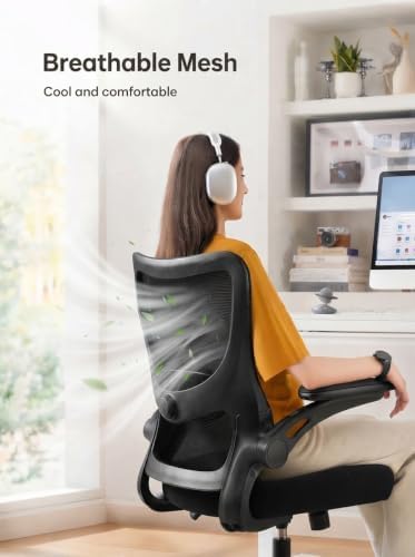 Marsail Ergonomic Office Chair Desk Chair with 3D PU Armrests and Adjustable Lumbar Support Breathable Mesh Chair Executive Rolling Swivel Comfy Task Chair for Home Office Gaming Black - Image 6