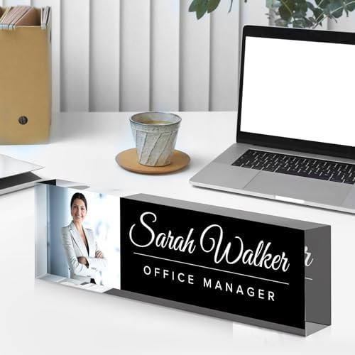 Personalized Desk Name Plate with Photo, Custom Name Plate for Desk, Office Decor for Women Men, Acrylic Desk Accessories, Office Gifts for Boss Manager Nurse Teacher, Employee Appreciation Gifts - Image 4