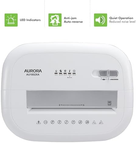 Aurora AU1802XA Anti-Jam 18-Sheet Crosscut Paper and CD/Credit Card Shredder/ 6-Gallon Pullout Basket / 60 Minutes Run Time - Image 5