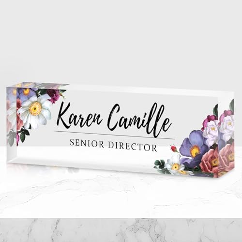 Custom Office Name Plate for Desk - Name Plate Personalized Gifts for Coworkers, Boss, Teacher, Social Worker - Acrylic Office Desk Decor for Women Men - Employee Appreciation Gifts (white purple) by EveryBaositycraftsgiftisone-of-a-kind%E2%80%94exclusivelycraftedforyou