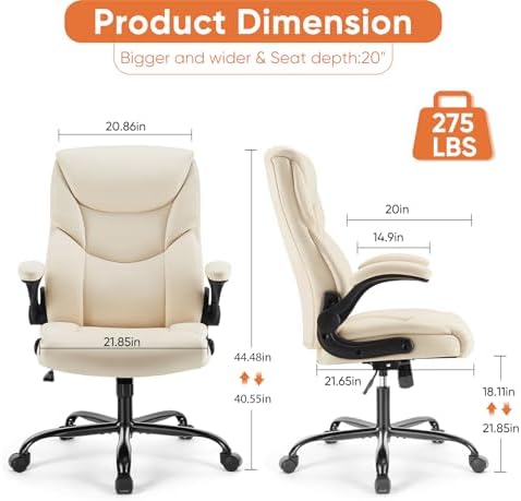Sweetcrispy Home Office Desk Chairs, High Back PU Leather Chair - Image 3