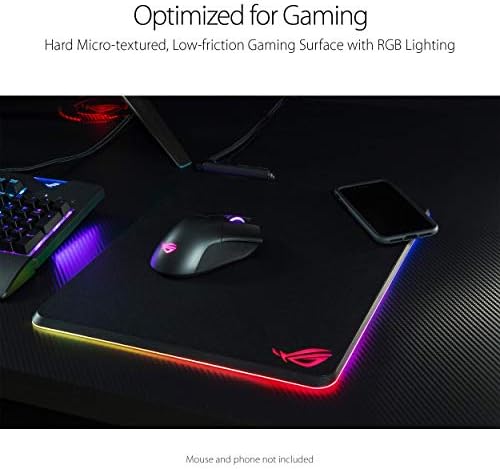 ASUS ROG Balteus Qi Vertical Gaming Mouse Pad with Wireless Qi Charging Zone, Hard Micro-Textured Gaming Surface, USB Pass-Through, Aura Sync RGB Lighting and Non-Slip Base (12.6” X 14.6”) (Renewed) - Image 4