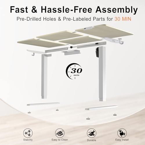60 Inch Height Adjustable Standing Desk for Home Office, Natural - Image 6