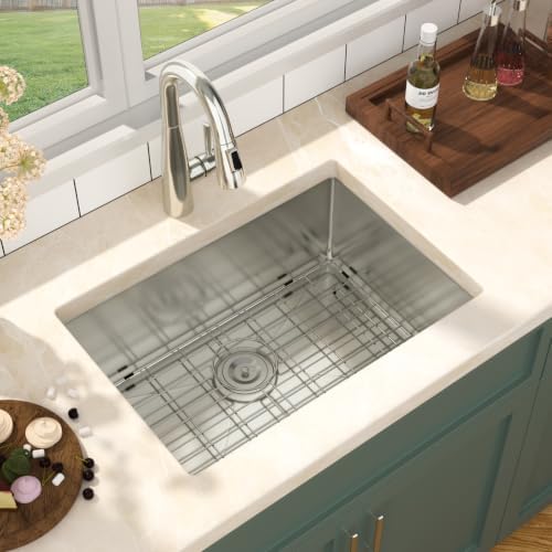 Mocoloo 26 Inch Undermount Kitchen Sink - 26x18 Stainless Steel Sink 16 Gauge Round Corner Single Bowl Deep Basin Under Counter Kitchen Sinks - Image 5
