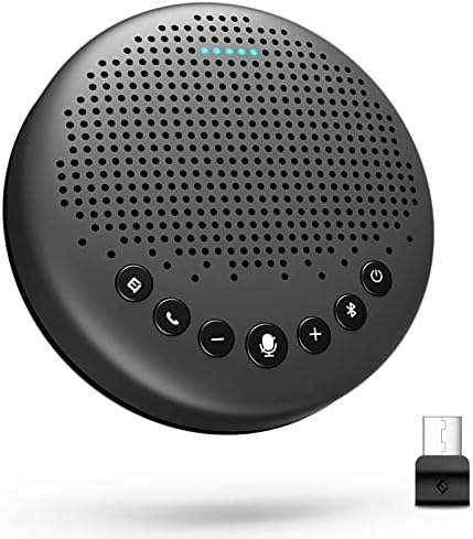 Conference Speaker and Microphone - EMEET Luna 360° Voice Pickup w/Noise Reduction/Mute/Indicator USB Bluetooth Speakerphone w/Dongle for 8 People Daisy Chain for 16 Compatible with Leading Software by EMEET