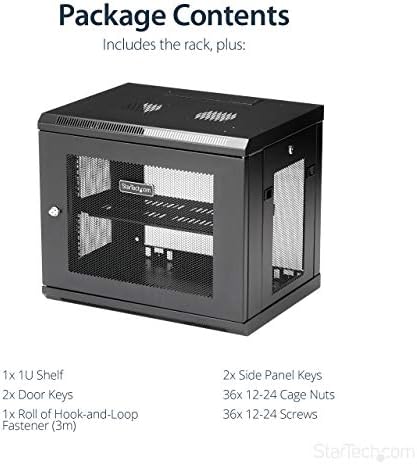 StarTech 9U Wall-Mount Cabinet, 19in, 2-Post, 15in Deep, 198lb (RK9WALM) - Image 6