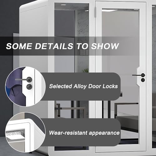 Office Sound Booth with Audio Privacy - Portable Soundproof Booth Includes White Modern Syle,Movable Room with Light,Fans, Socket for Meeting Room, Study (70.86IN) - Image 6