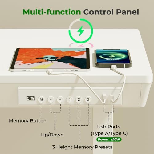 35" Electric Standing Desk with Drawer, 4 Lockable Wheels - Image 5