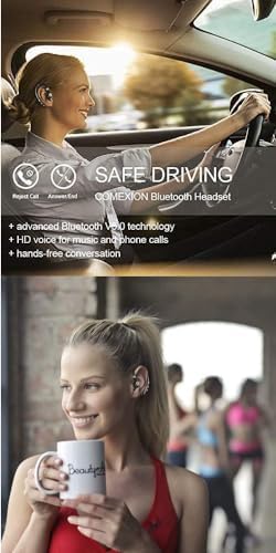 Bluetooth Headset V5.0 Wireless Bluetooth Earpiece with Noise Canceling Mic for Cell Phone Ultralight Business Earphone for Driving/Trucker/Office Earbus for Android/iPhone/Smartphone-Blue - Image 5