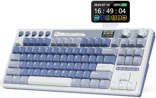 RK ROYAL KLUDGE M87 Wireless Gaming Keyboard with Screen & Dual Knobs, Blue by RKROYALKLUDGE
