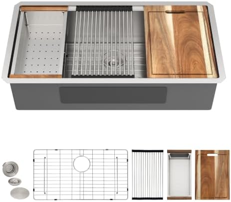 36"x19" Undermount Kitchen Sink Ledge Workstation by FULORNI