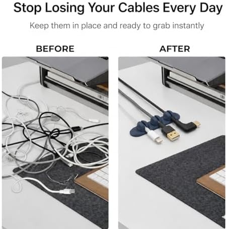 Magnetic Cable Organizer for Desk & Nightstand 3 Clip Cord Holder with One-Hand Access 3M Adhesive Cable Clips, N52 Magnetic Cord Holder for Phone, USB-C & Laptop Cables - Image 3