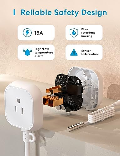 meross Smart Temperature Controller Work with Apple HomeKit, 15A 1800W - Image 3