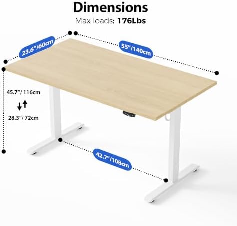 Agilestic 55 * 24 Inch Height Adjustable Electric Standing Desk, Maple - Image 3