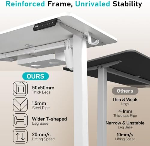 35" Electric Standing Desk, Small Sit Stand up Desk, White - Image 5