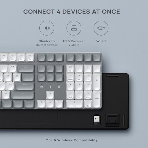 Satechi SM3 Mechanical Keyboard, White LED Backlit, Light Gray/White - Image 3