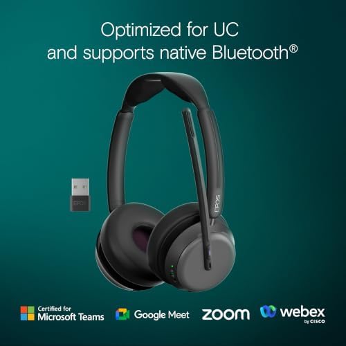 EPOS Impact 1000 MS UC ANC Wireless Headset with USB-C + USB-A Wireless Adapter for PC & Mac – Bluetooth On-Ear Headphones with Adaptive ANC & AI Noise-Canceling Microphone - Image 4