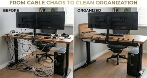 Cable Management Kit with Under Desk Raceway & 4 Long Cable Sleeves, Desk Cord Organizer with Cable Clips, Reusable Cable Ties & Cord Holders, Black - Image 5