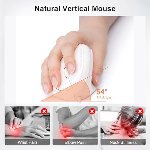 SANWA Wired Ergonomic Mouse, Vertical Mouse for Small & Medium Hands, White - Image 3