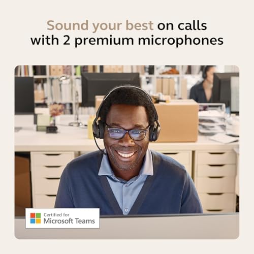 Jabra Evolve2 55 Stereo Wireless Headset - Features AirComfort Technology, Noise-Cancelling Mics & Active Noise Cancellation - MS Teams Certified, Works with Other Platforms - Black - Image 4